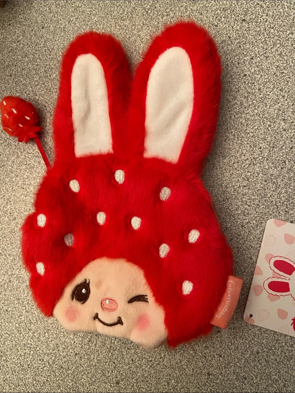 Red Bunny Strawberry Plush Coin Purse